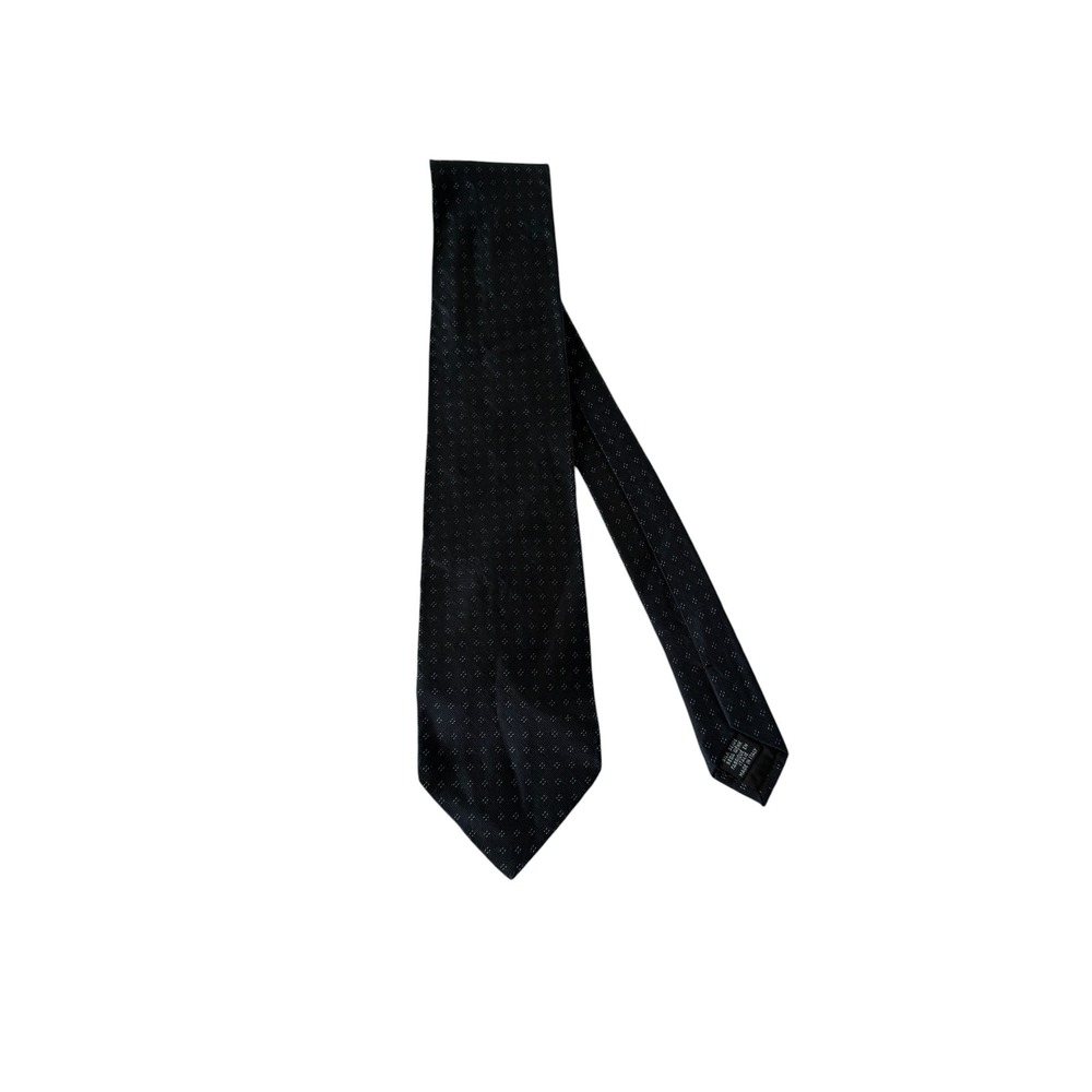 Hugo Boss Mens Silk Tie Navy Blue Diamond Micro Pattern Geometric Made in Italy